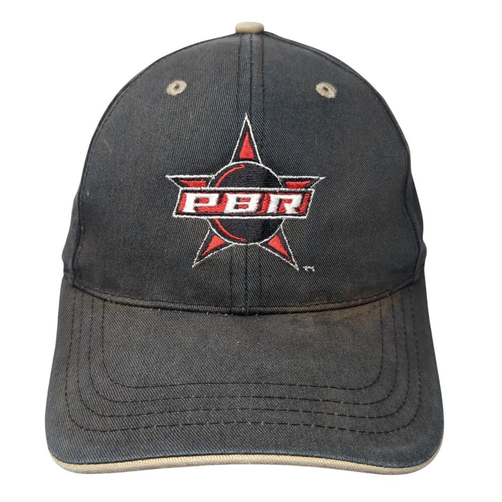 PBR Strapback Hat Black One Size Adjustable Embroidered Vent Holes